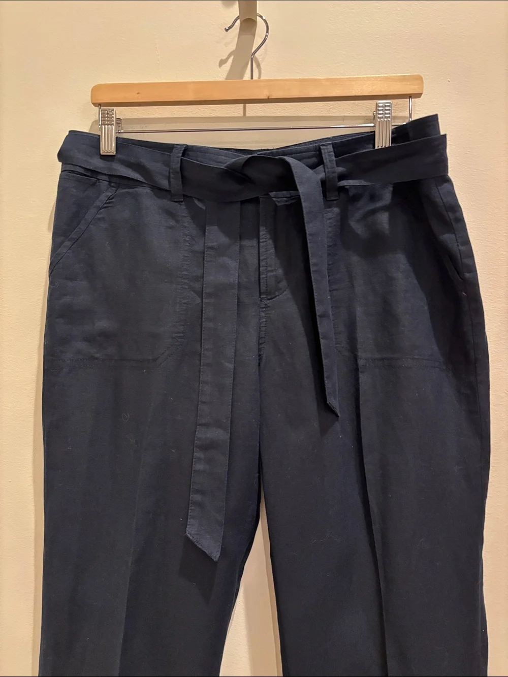 Banana Republic Women’s Trousers Martin Linen Blend Navy Size 10
